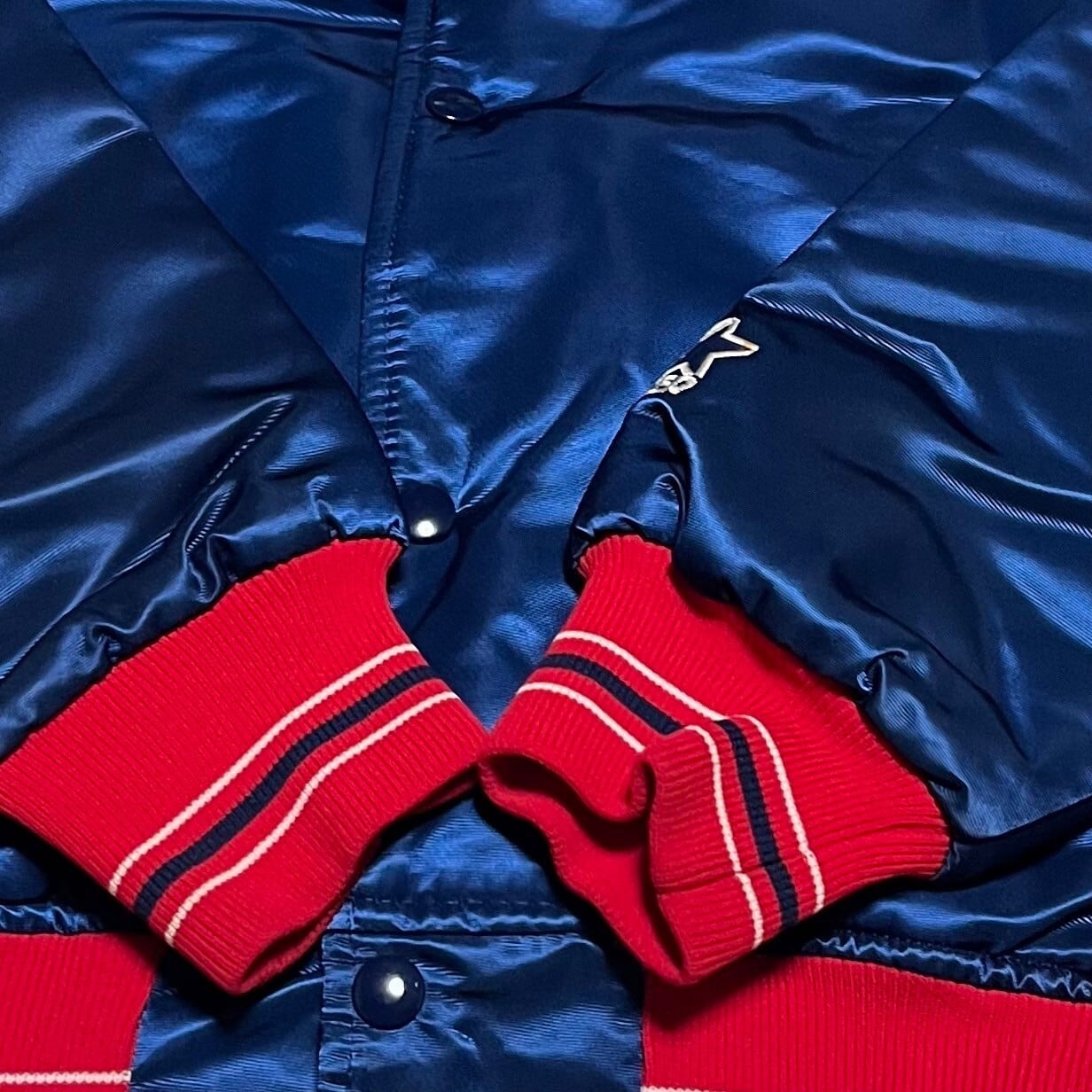 size M】90s USA製 STARTER MLB インディアンス スタジャン