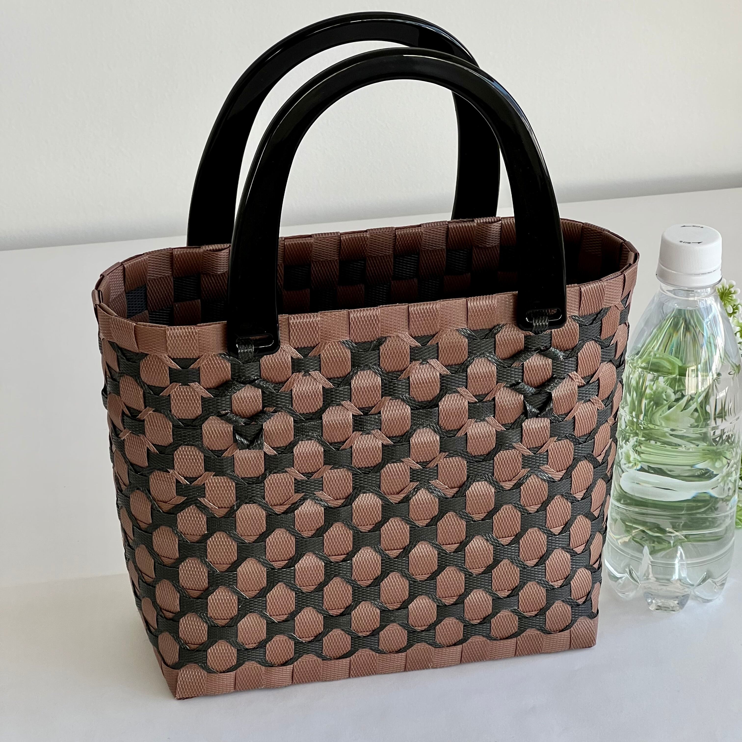 受注製作】プラカゴ バッグ miniロングサイズ/A5 miniL-140 こげ茶*黒