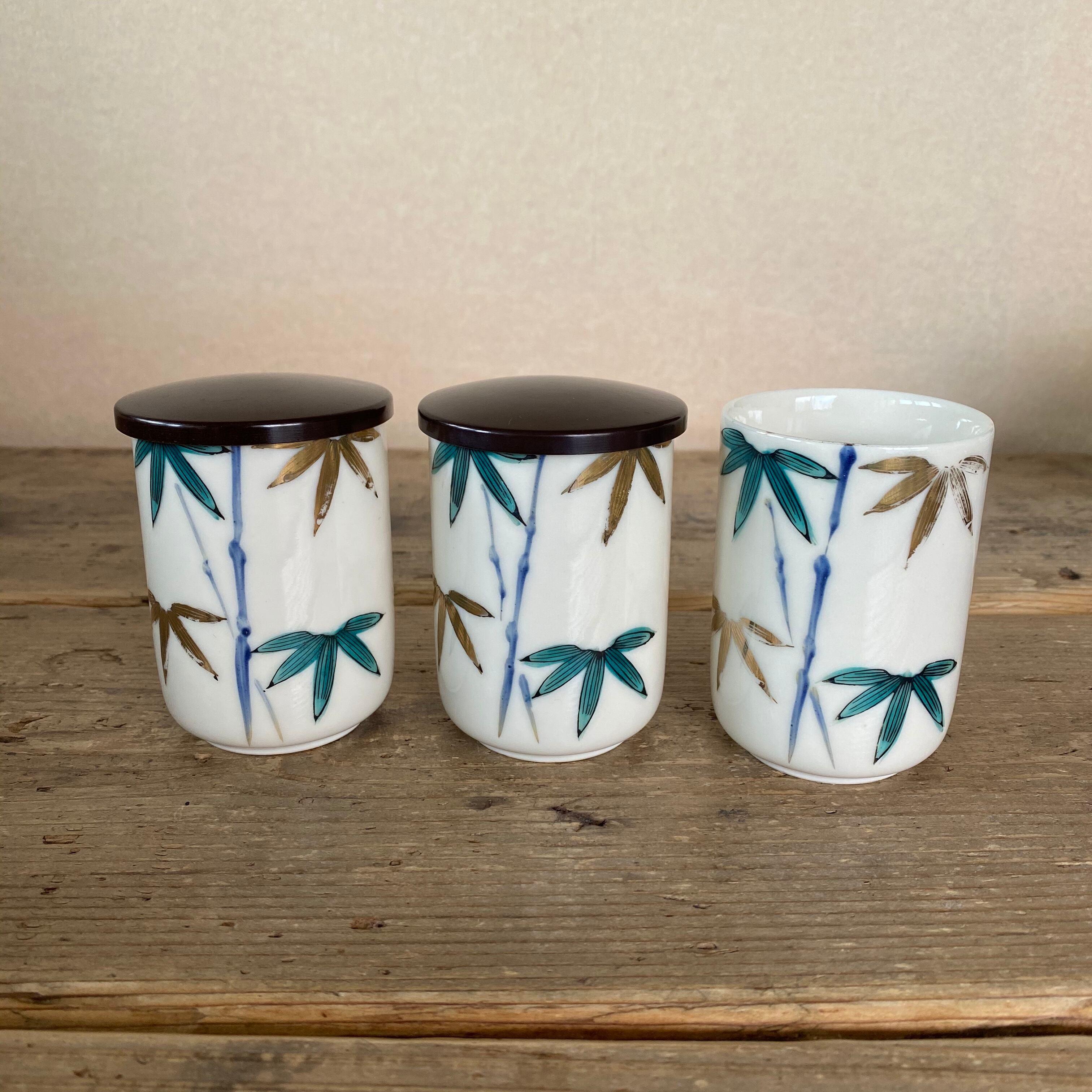 青い竹模様の陶器湯呑み 竹模様のお湯呑み B | fave