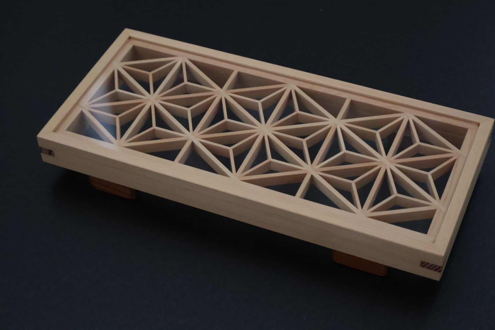 組子トレー ショート（麻の葉）｜Kumiko Tray – Short (Hemp Leaf