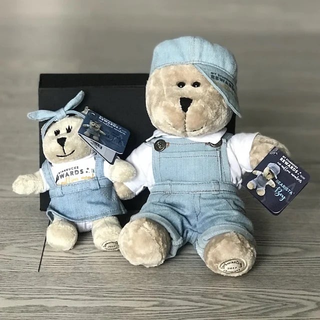 タイスターバックス デニム ストラップ ぬいぐるみ ベアリスタ 熊