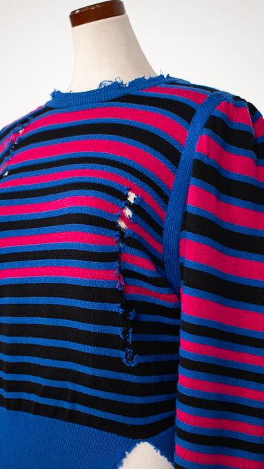 Yves Saint Laurentダメージストライプニット | 5Vintage