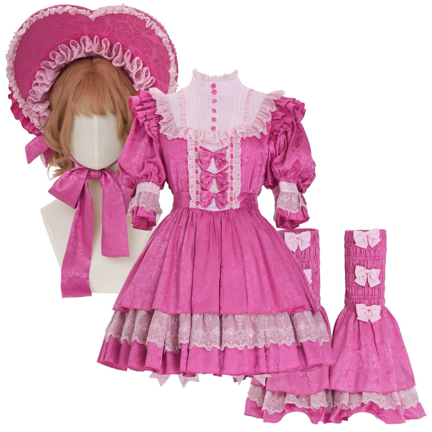 ショッキングロリィタ (ピンク)ワンピース&ドロワーズ&ボンネット