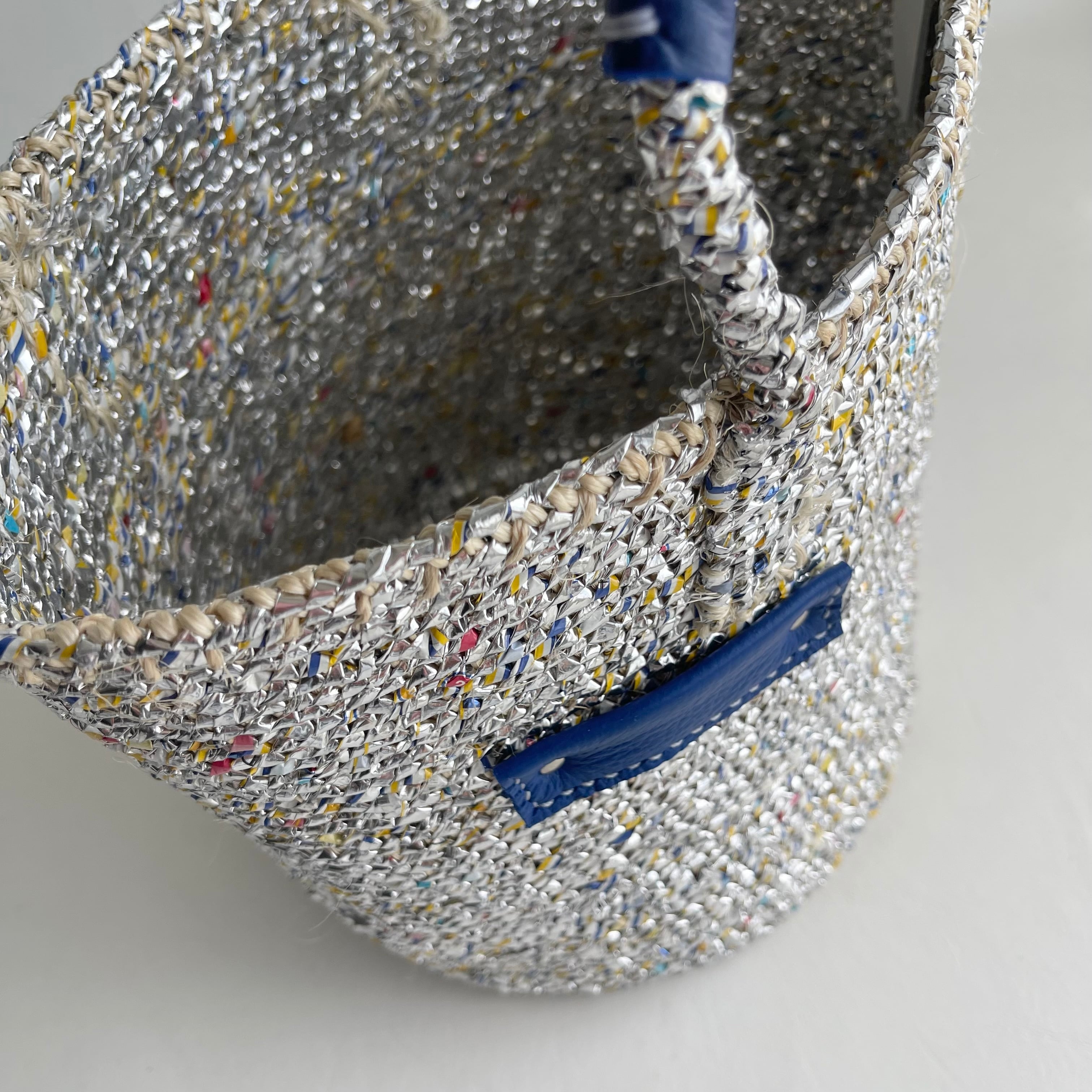 限定即納 ] SILVER MIX kago-bag / M / BLUE | meong blue