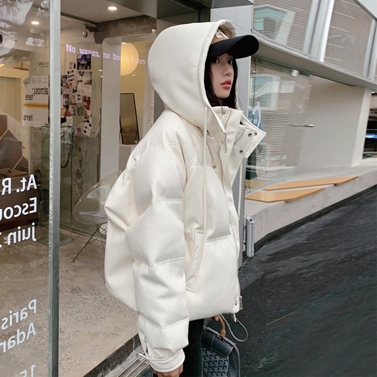 ショートダウンジャケット PUレザージャケット ショート ダウン