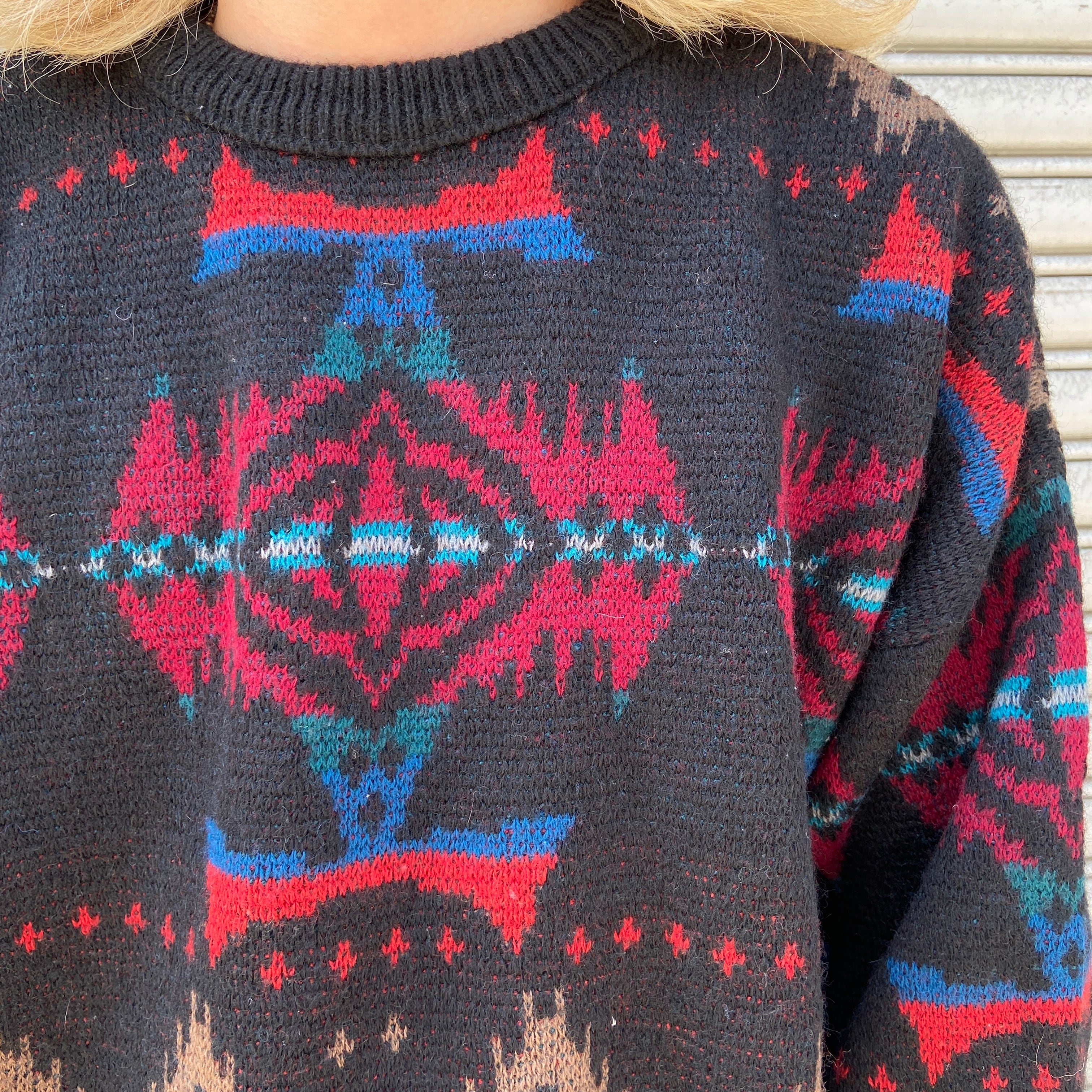 70s USA製 PENDLETON ネイティブ柄セーター 総柄ニット 黒 L | 古着屋 Uan