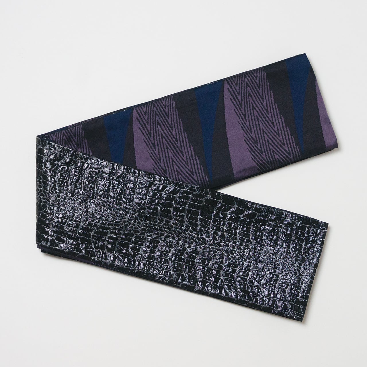 RumiRock半幅帯 「艶クロコ」ブラック [E620] | Rumi Rock Store