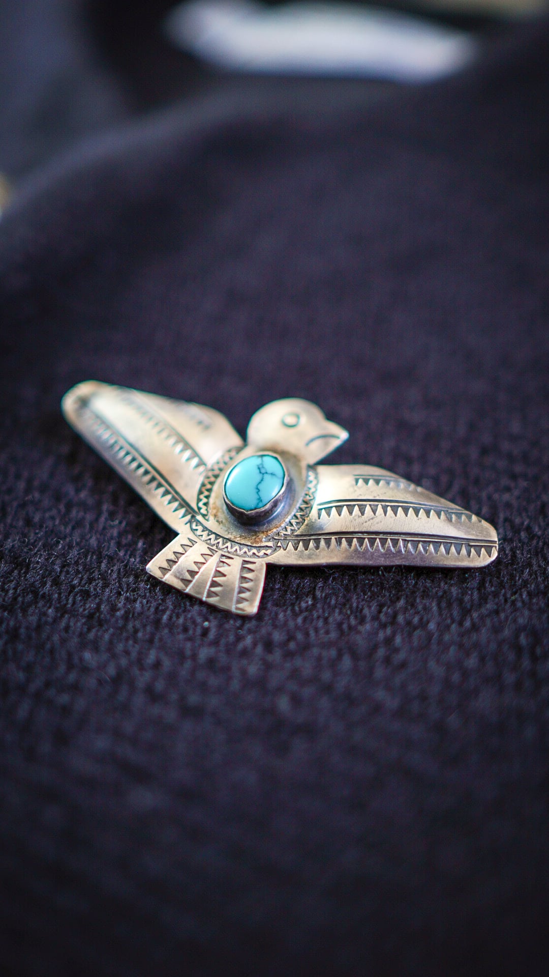 1940-1950s】ナバホ ターコイズ & サンダーバード ピン 《フレッド