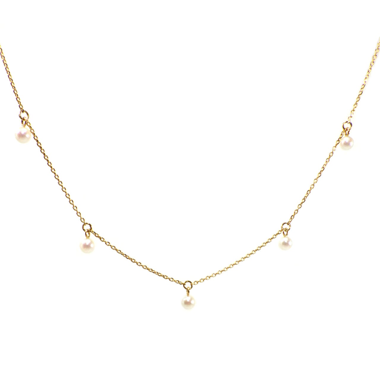 K18YG アコヤ真珠ベビーパールネックレス 5ピース 3.0－3.5mm