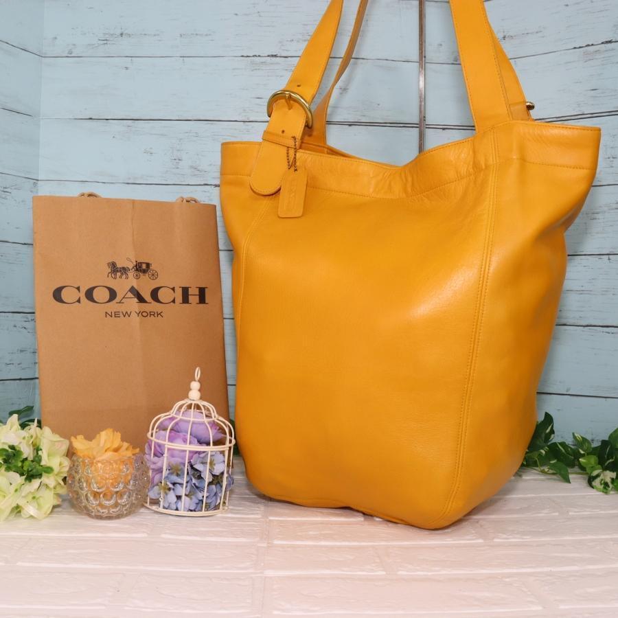 OLD COACH オールドコーチ ショルダーバケツバッグ 黄色 本革 極上品