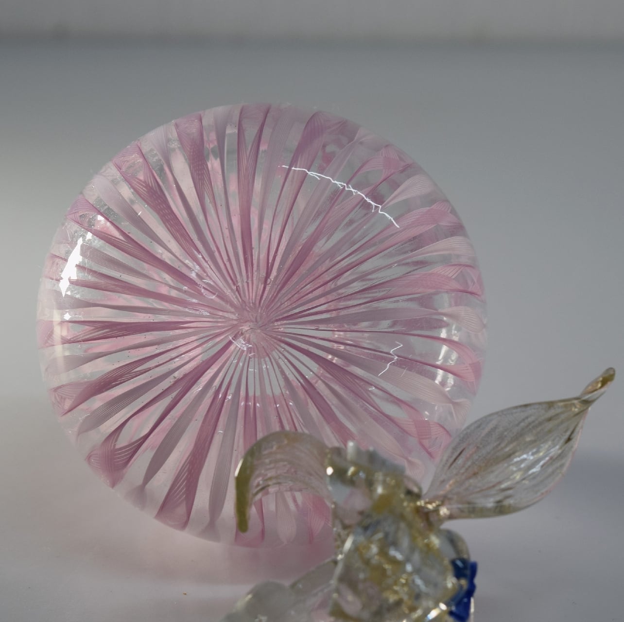 ベネチアンガラス ムラーノ レース飾り瓶 ピンクと金彩 パフューム