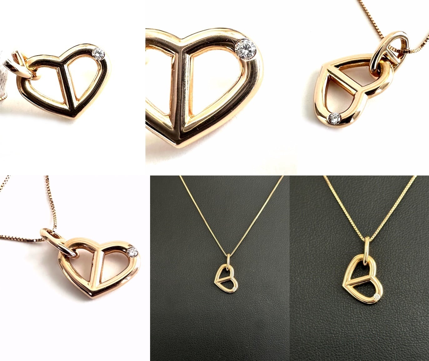 HERMES エルメス K18 RG シェーヌダンクル ハート ダイヤモンド