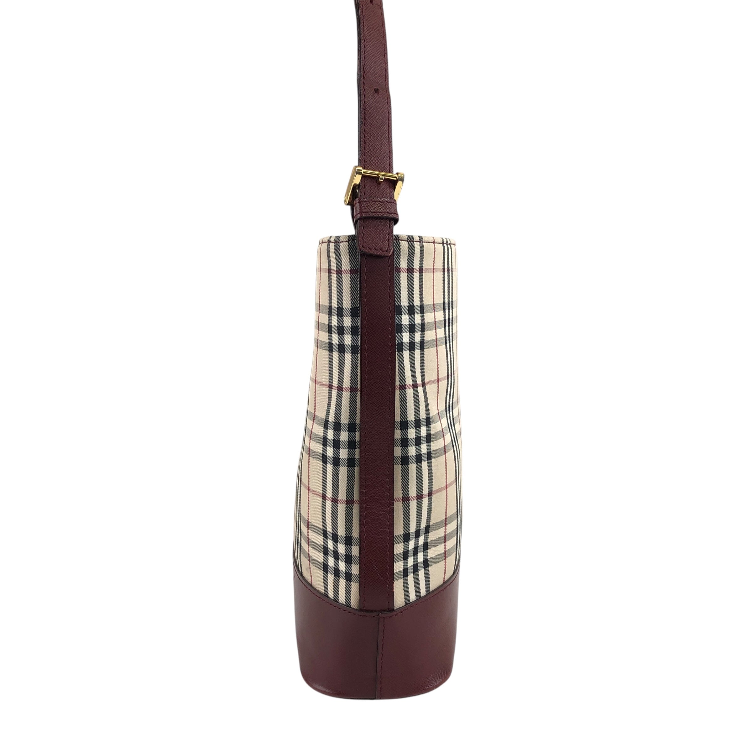 BURBERRY バーバリー ノバチェック ハンドバッグ ベージュ×レッド