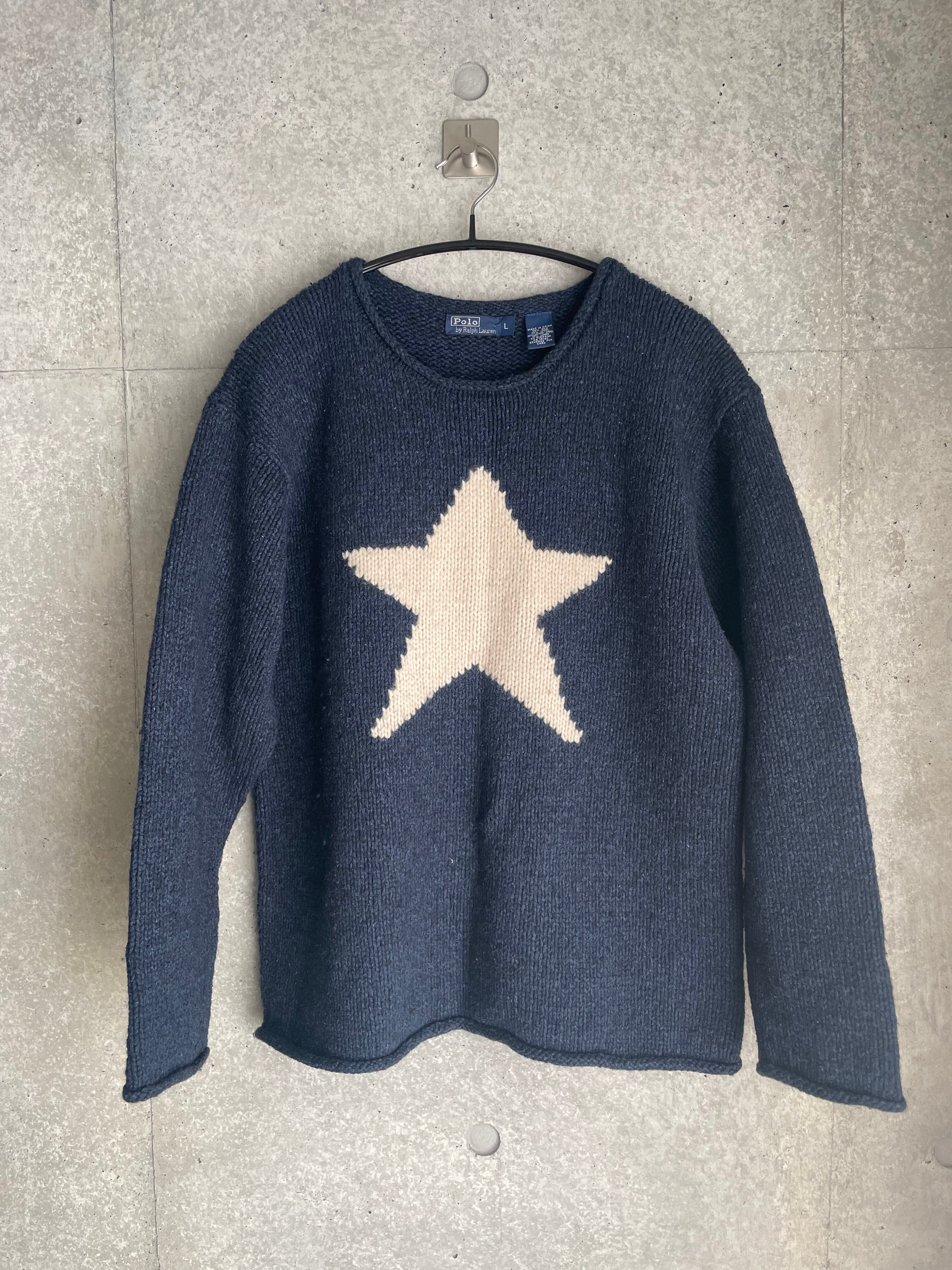 90s Polo by Ralph Lauren Star Wool Hand Knit L | moonbirds vintage