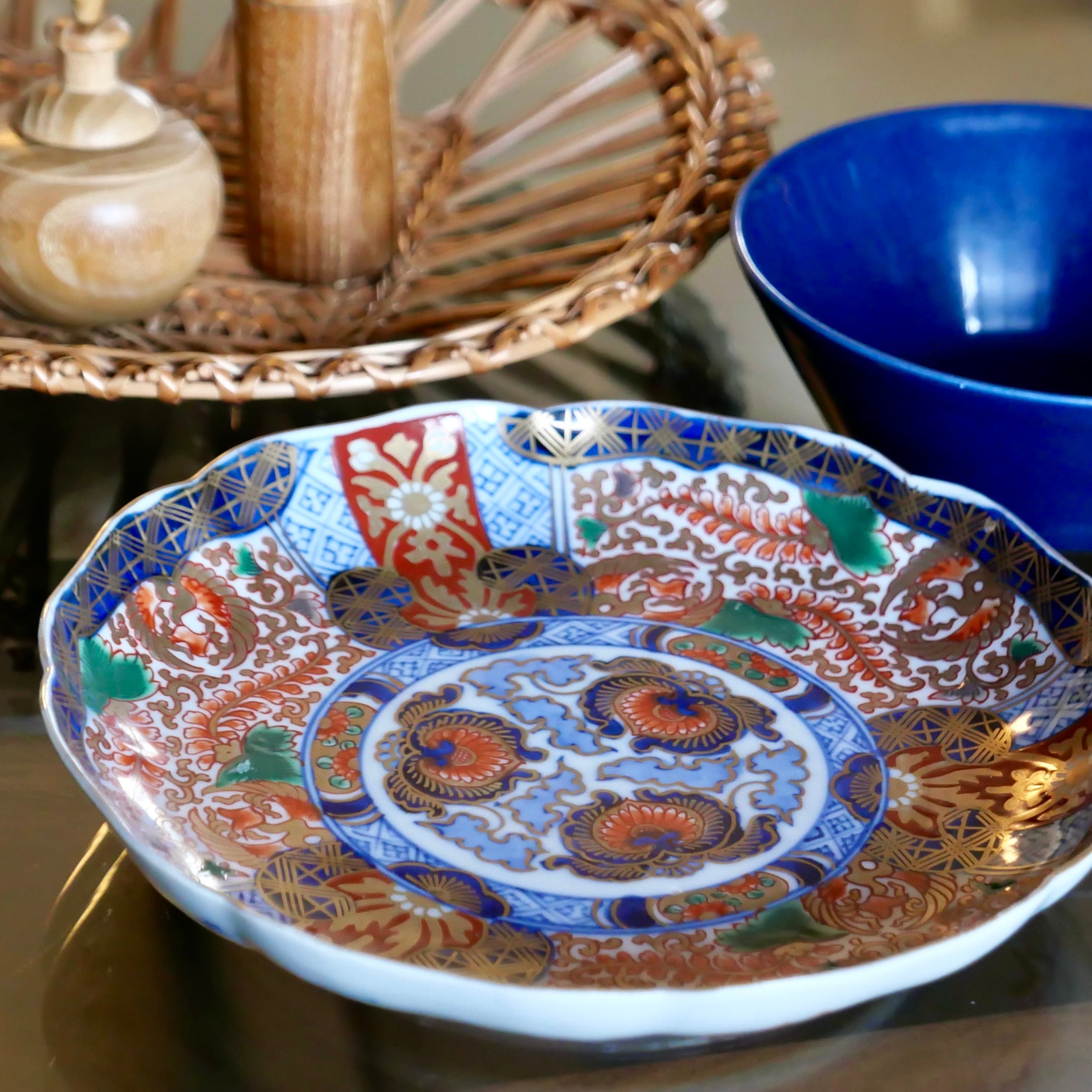 50119】九谷焼 大皿 明治/ Kuntani L size Plate / Meiji Era | 古道具