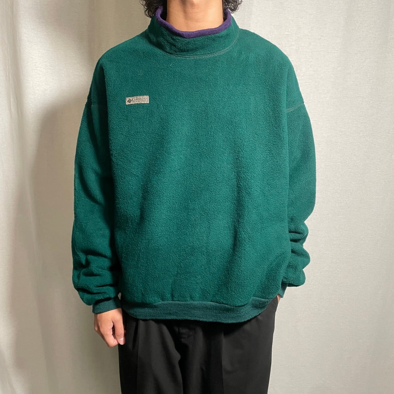 90年代 USA製 Columbia コロンビア フリースプルオーバー モックネック