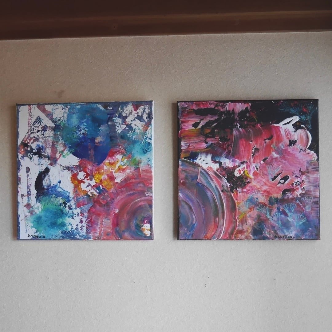 見えない境界 - 抽象画 24×33㎝ キャンバス F4号 原画1点のみ モダン