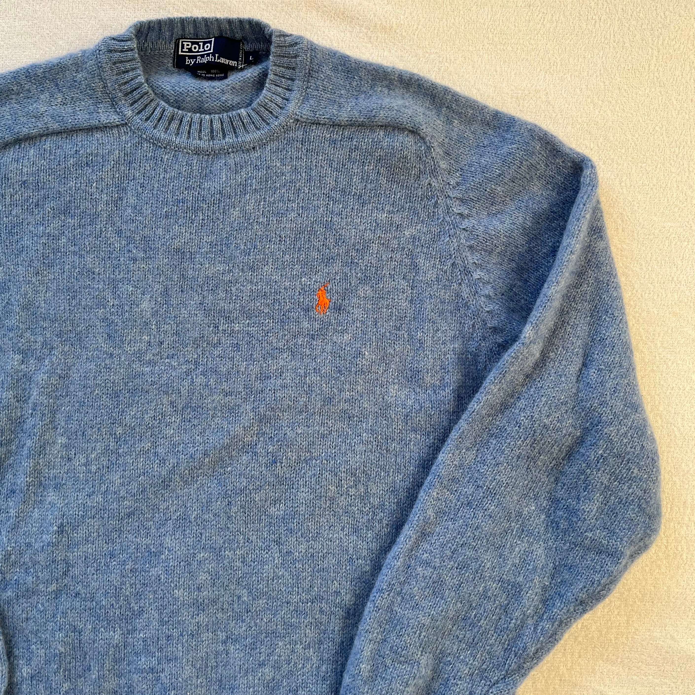 Ralph Lauren ラルフローレン ウール 100% ニット セーター L サックス