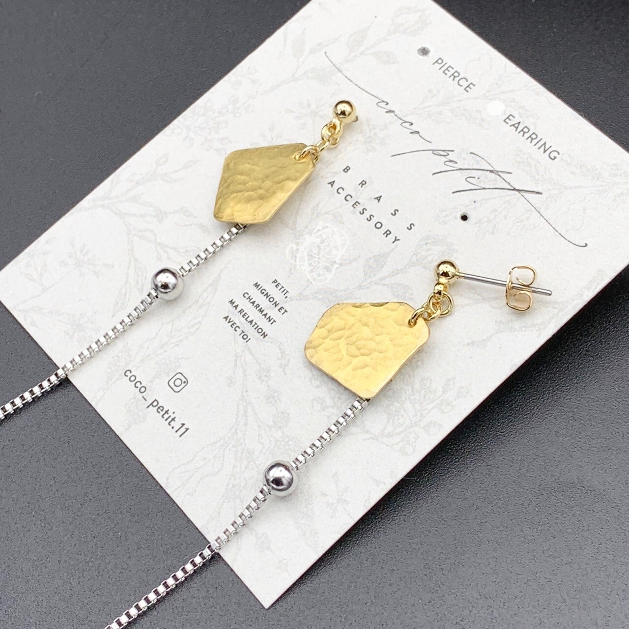 ゴールドプレート×シルバーチェーンピアス／イヤリング | CARA handmade