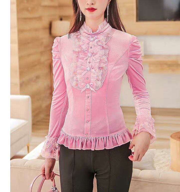 yori フリル付き長袖トップス 38 ピンク yori フリル付き長袖トップス