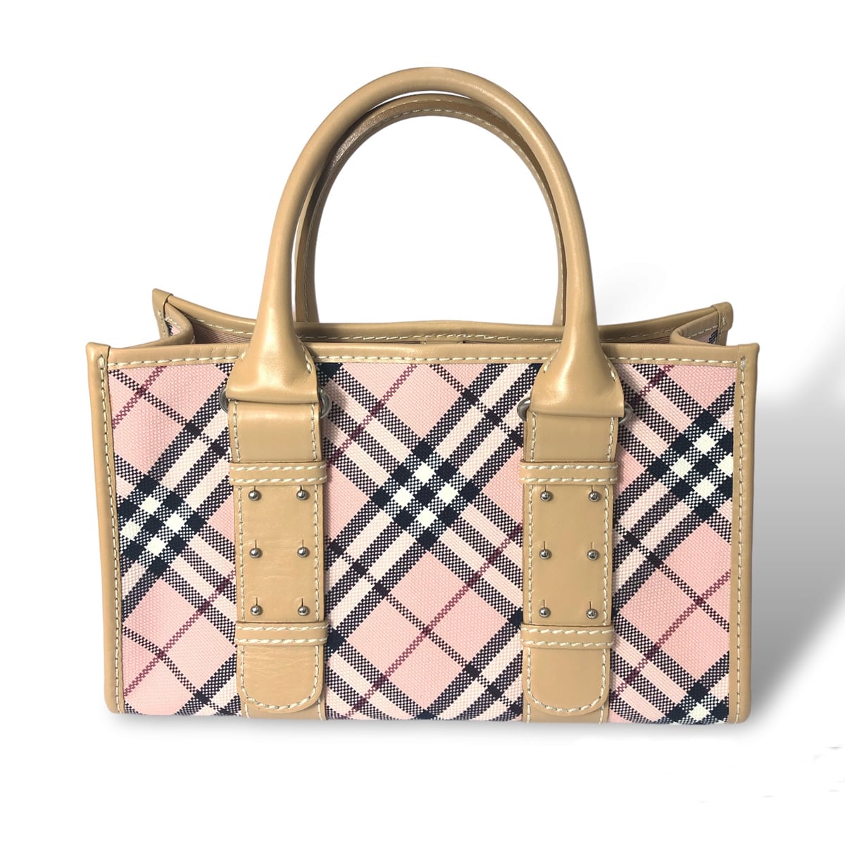 中古】 バーバリー ハンドバッグ ノバチェック ブルーレーベル ピンク