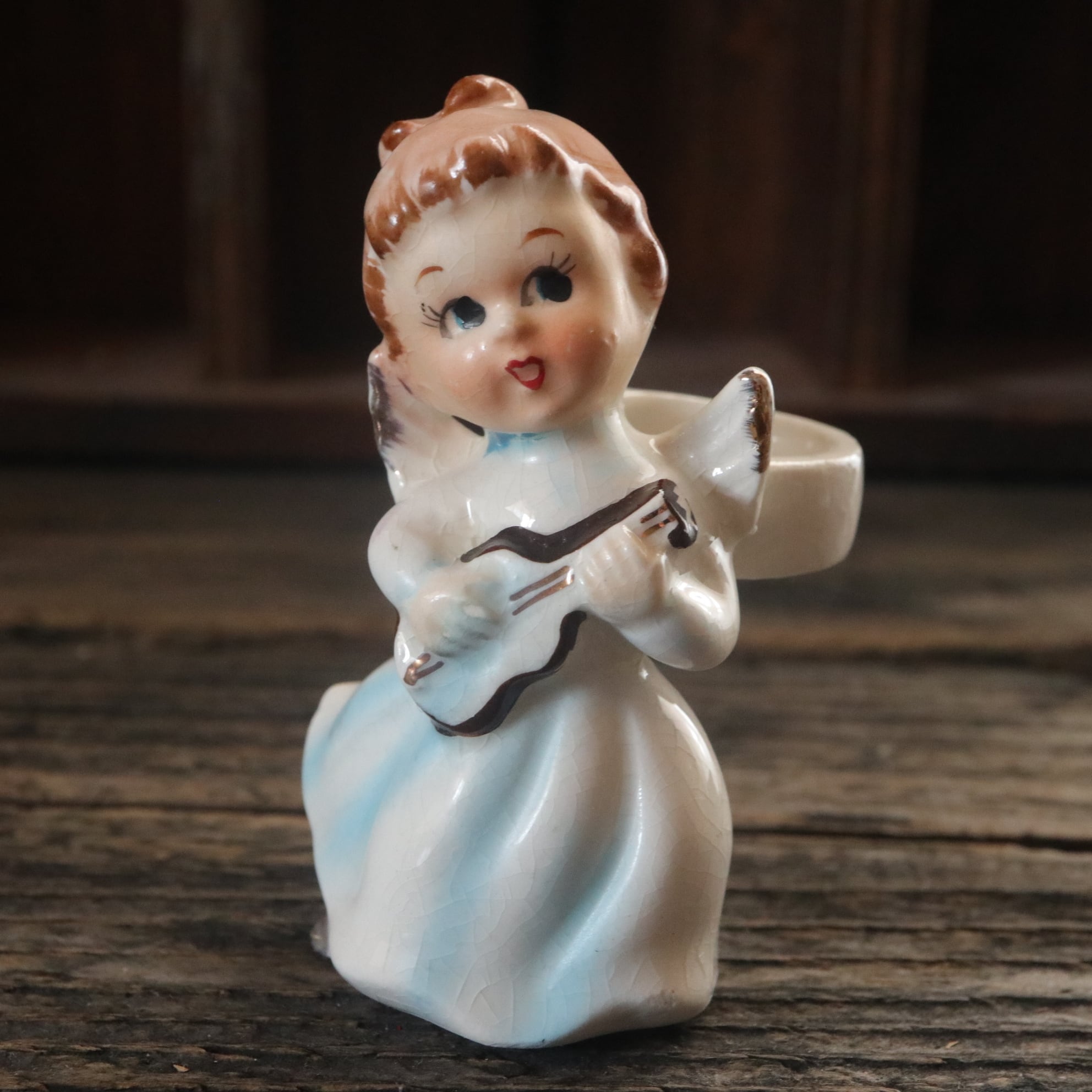 演奏する天使 キャンドルホルダー 瀬戸ノベルティ 陶器 海外輸出用