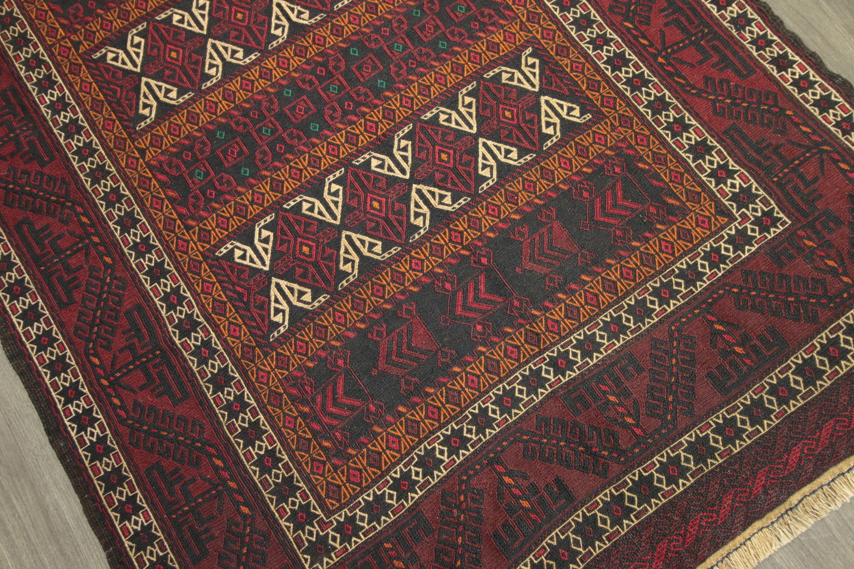 緻密で渋い色合いのキリム アフガニスタン マリキキリム トライバル