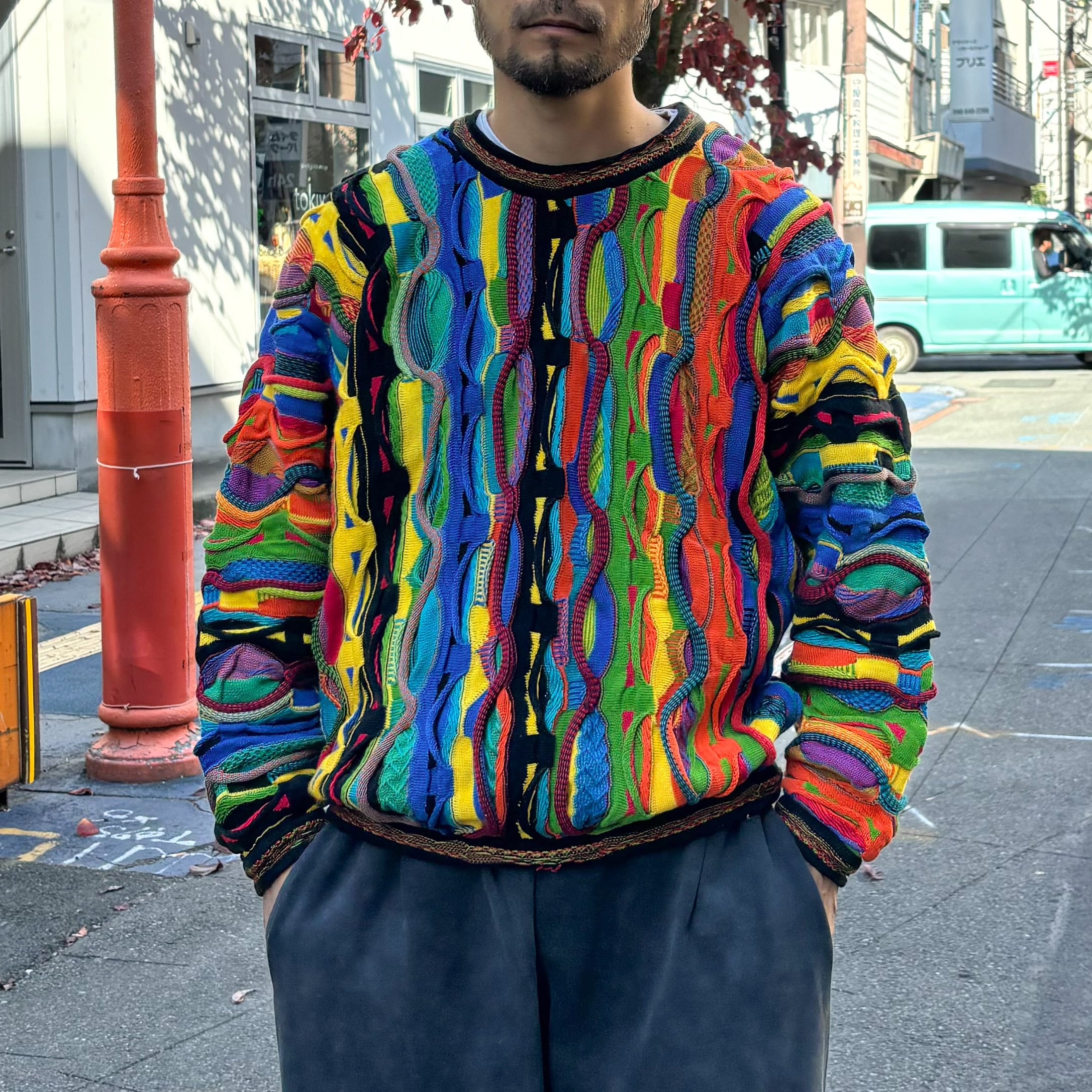 90's COOGI 3D Knit Sweater S / クージー 3Dニット ウール セーター