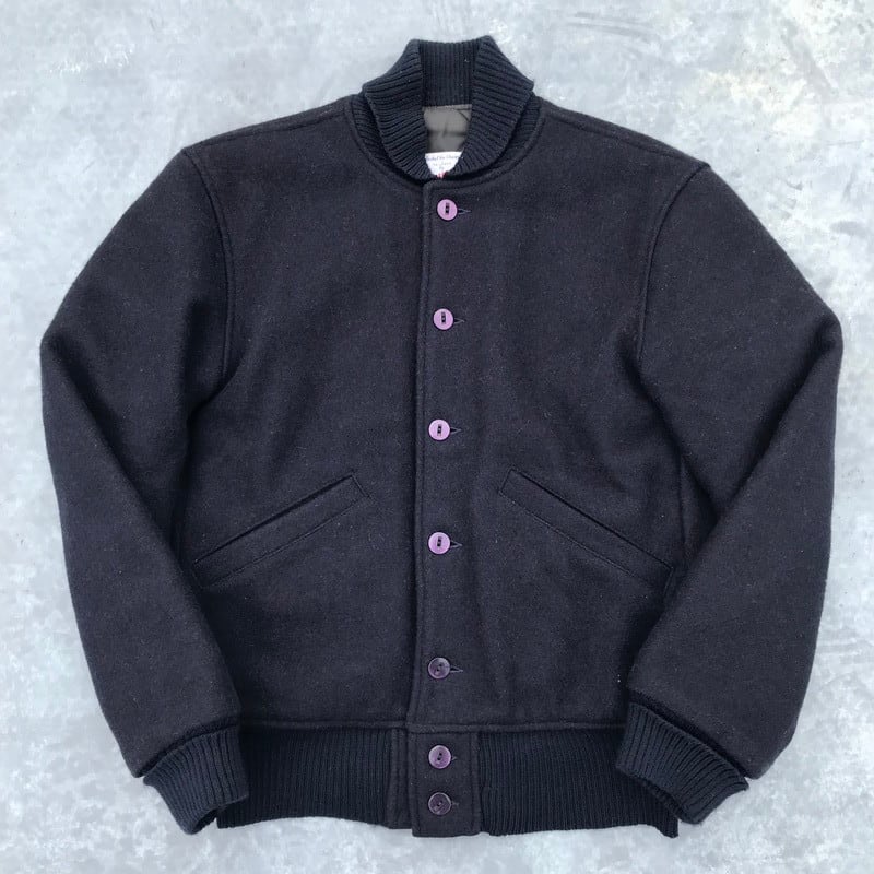 60's 70's BUTWIN バトウィン ウールボタンスタジャン ネイビー