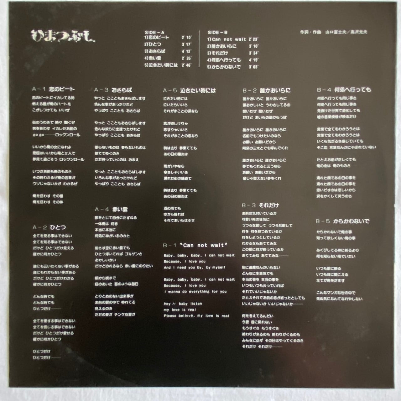 LP】山口冨士夫 – ひまつぶし | マメシバレコード mameshiba records