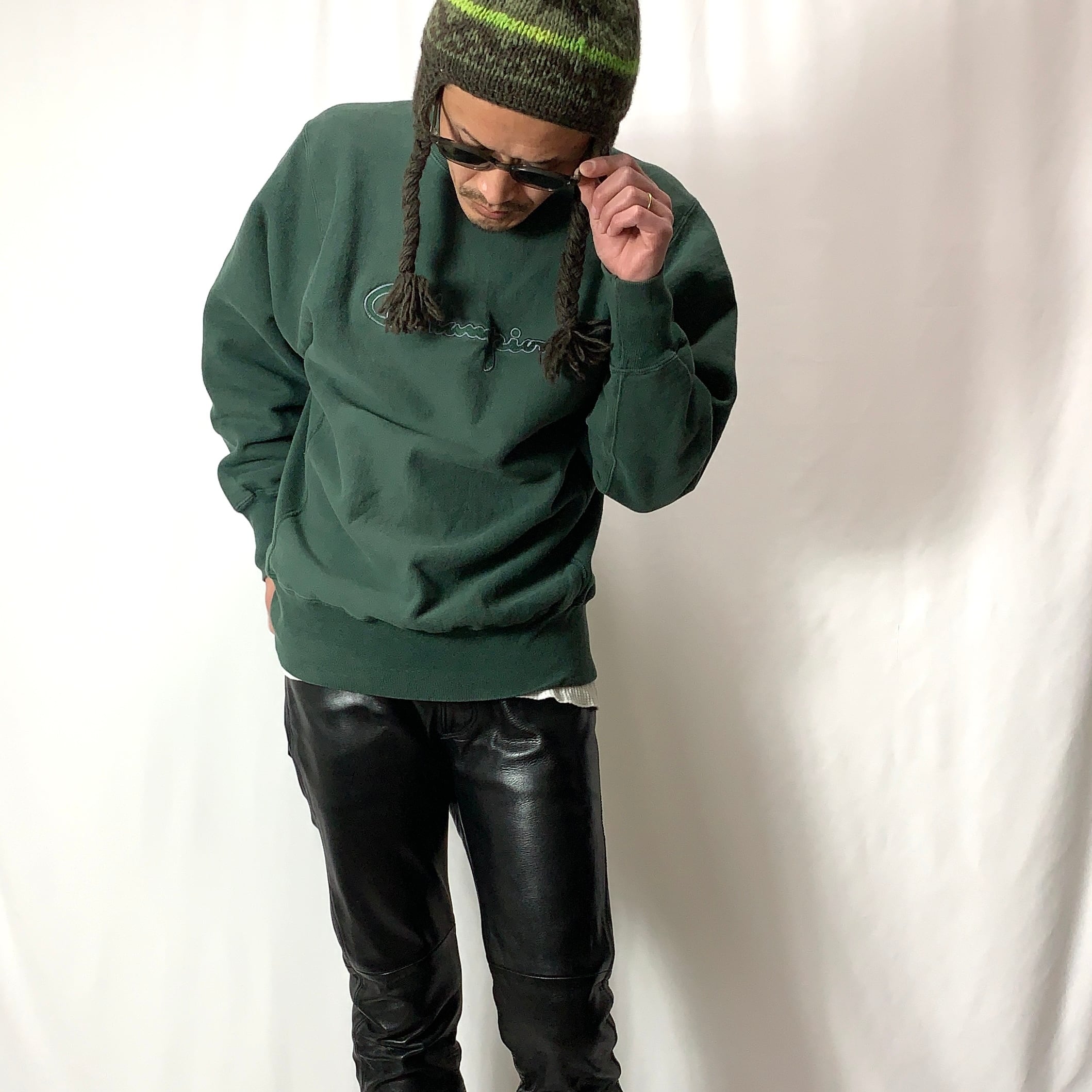 vintage old 90s Champion Embroidery REVERSE WEAVE Sweat MADE IN