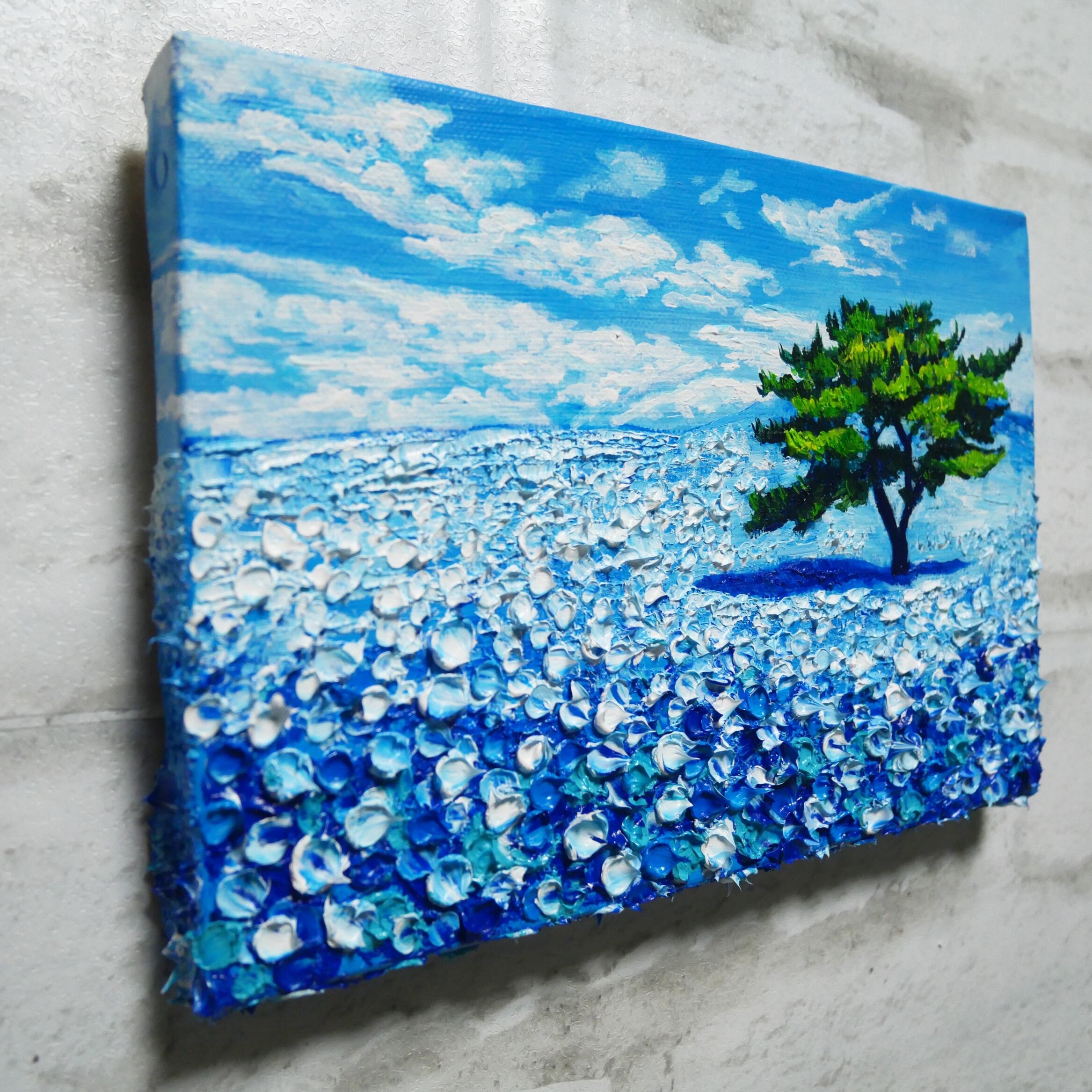 油絵 油彩 油彩画 絵 絵画【ネモフィラの丘】SM号 | HIROSHI1990