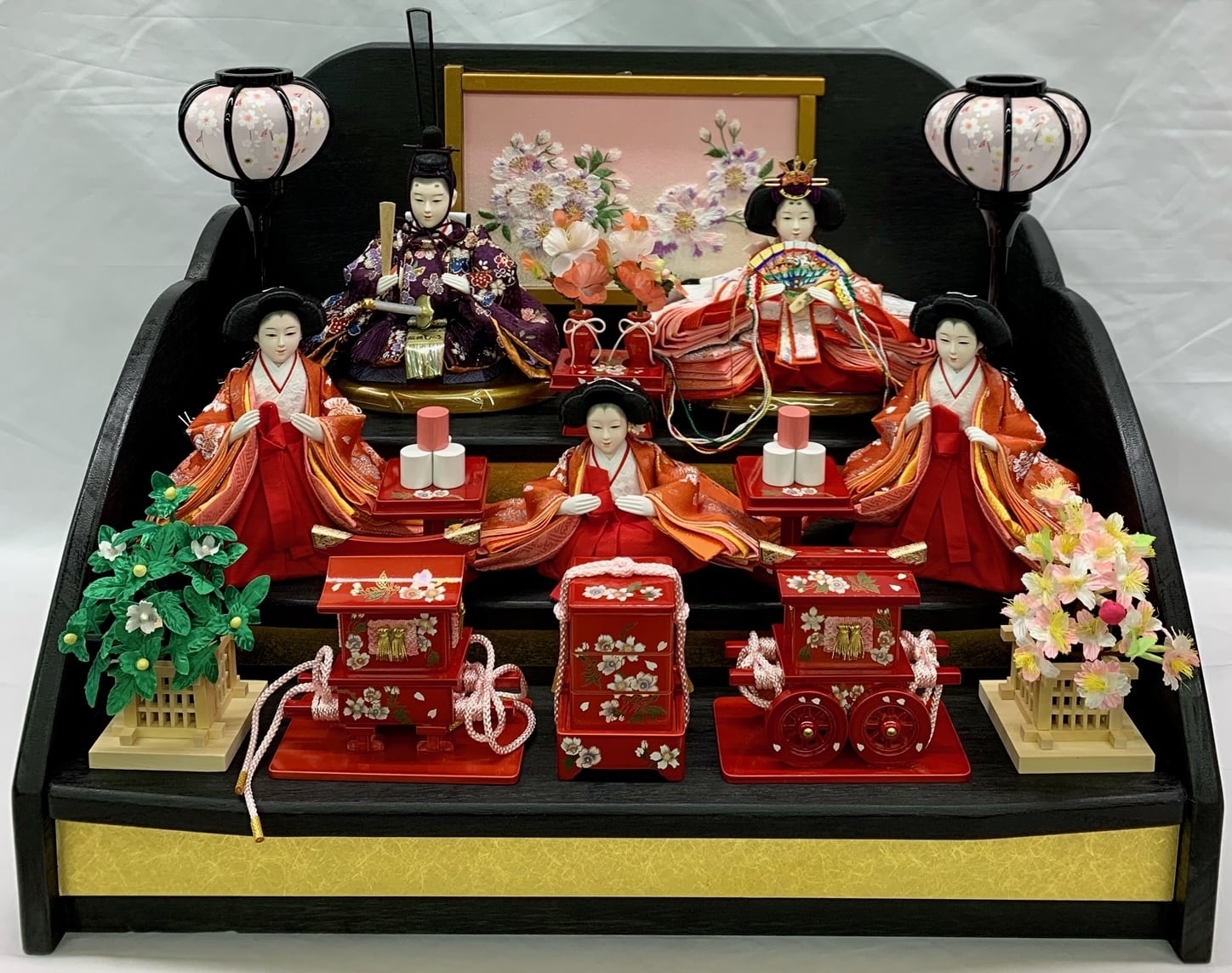 雛人形 桐台 三段飾り 豆親王 五人飾り ひな人形 ひな祭り 雛祭り 雛