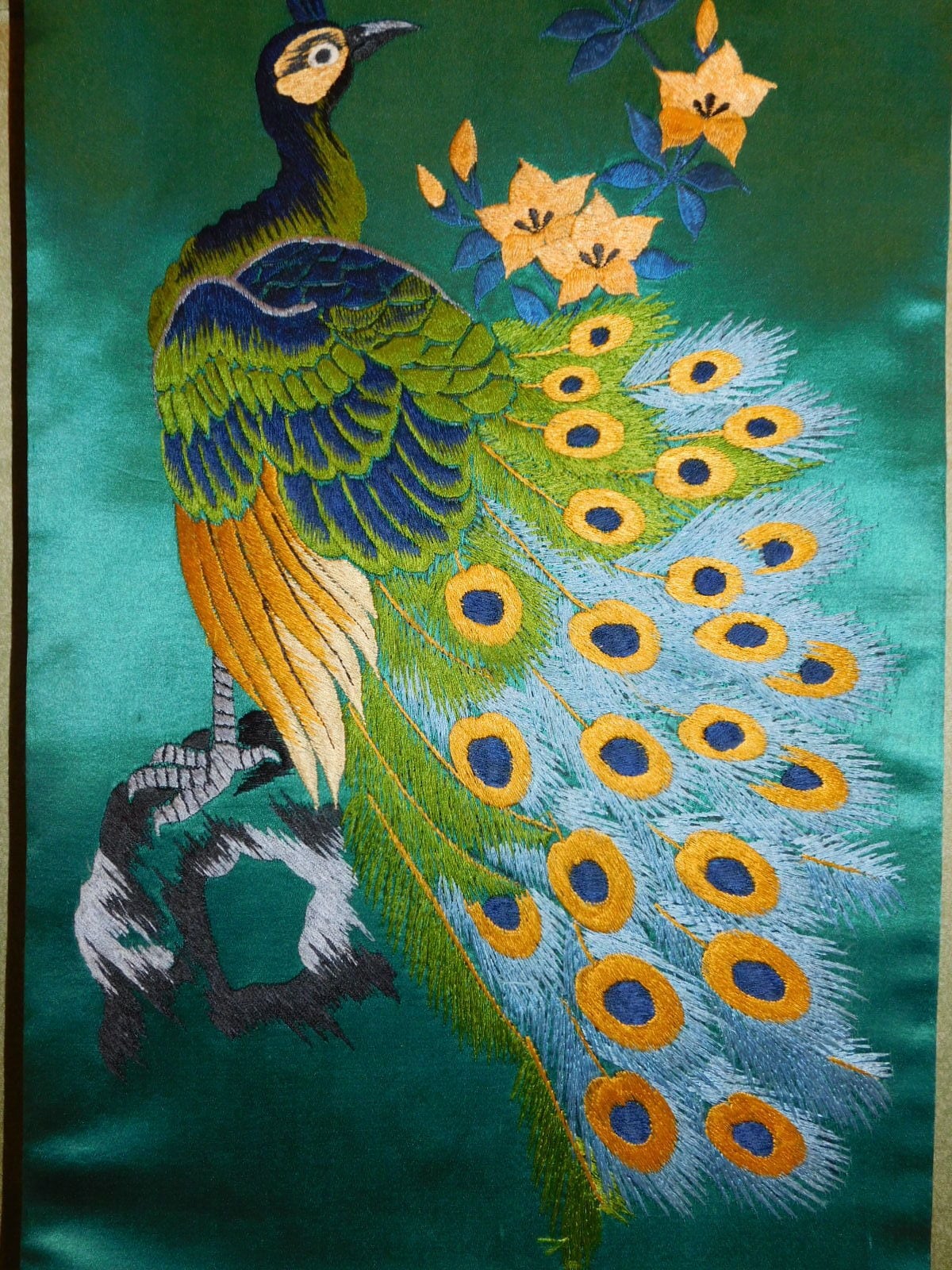 孔雀日本刺繍の開き名古屋帯 Nagoya obi sash (peacock) | 春夏秋冬