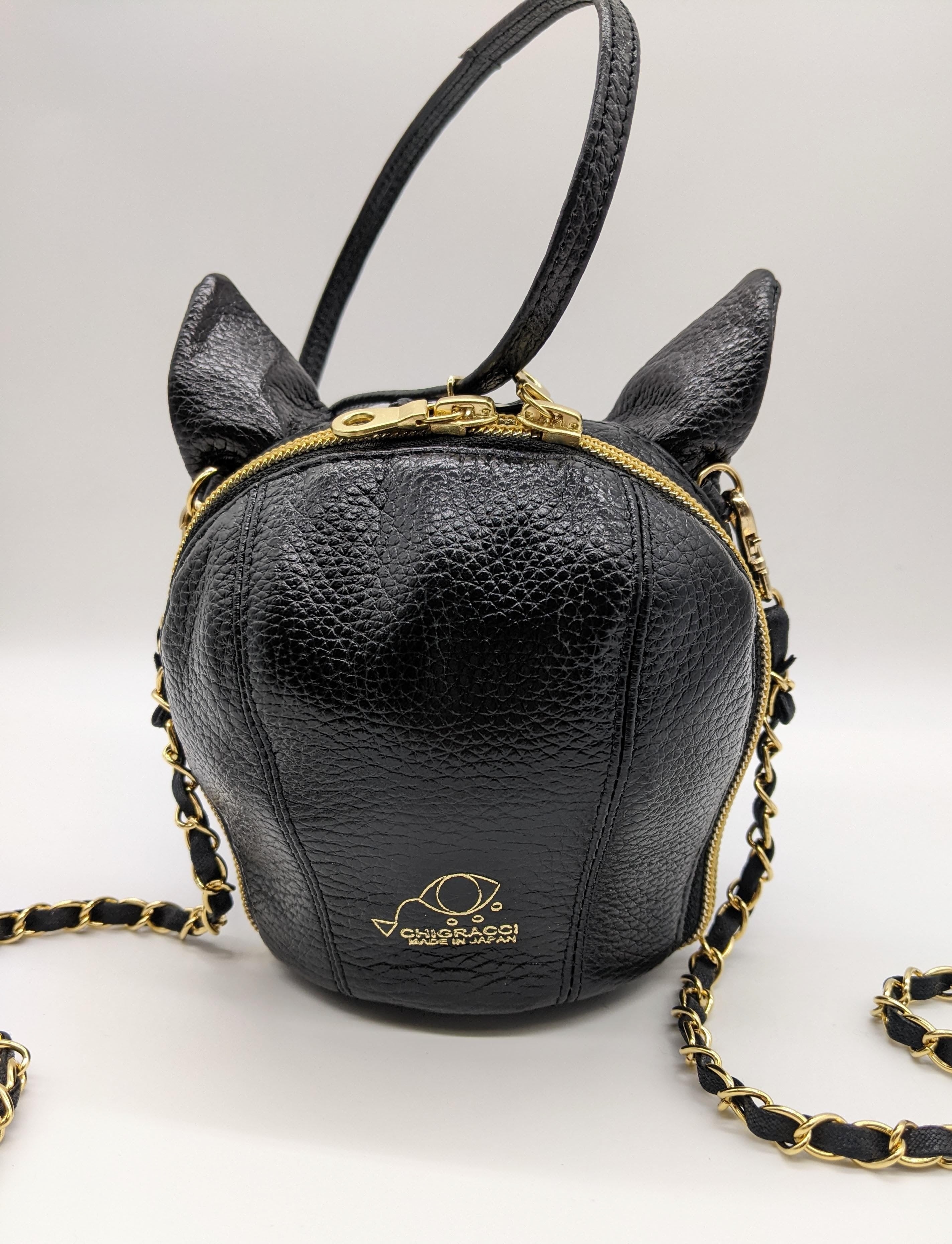 CHIGRACCI Ture-tette「猫おつむ」ブラック 日本製リアルレザー 猫の頭