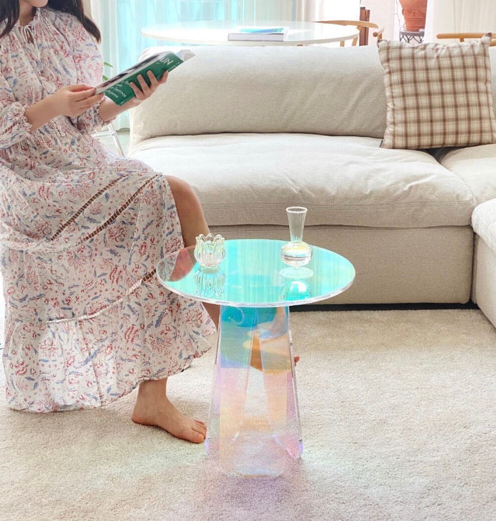 aurora acrylic side table / オーロラ サイドテーブル ホログラム 棚
