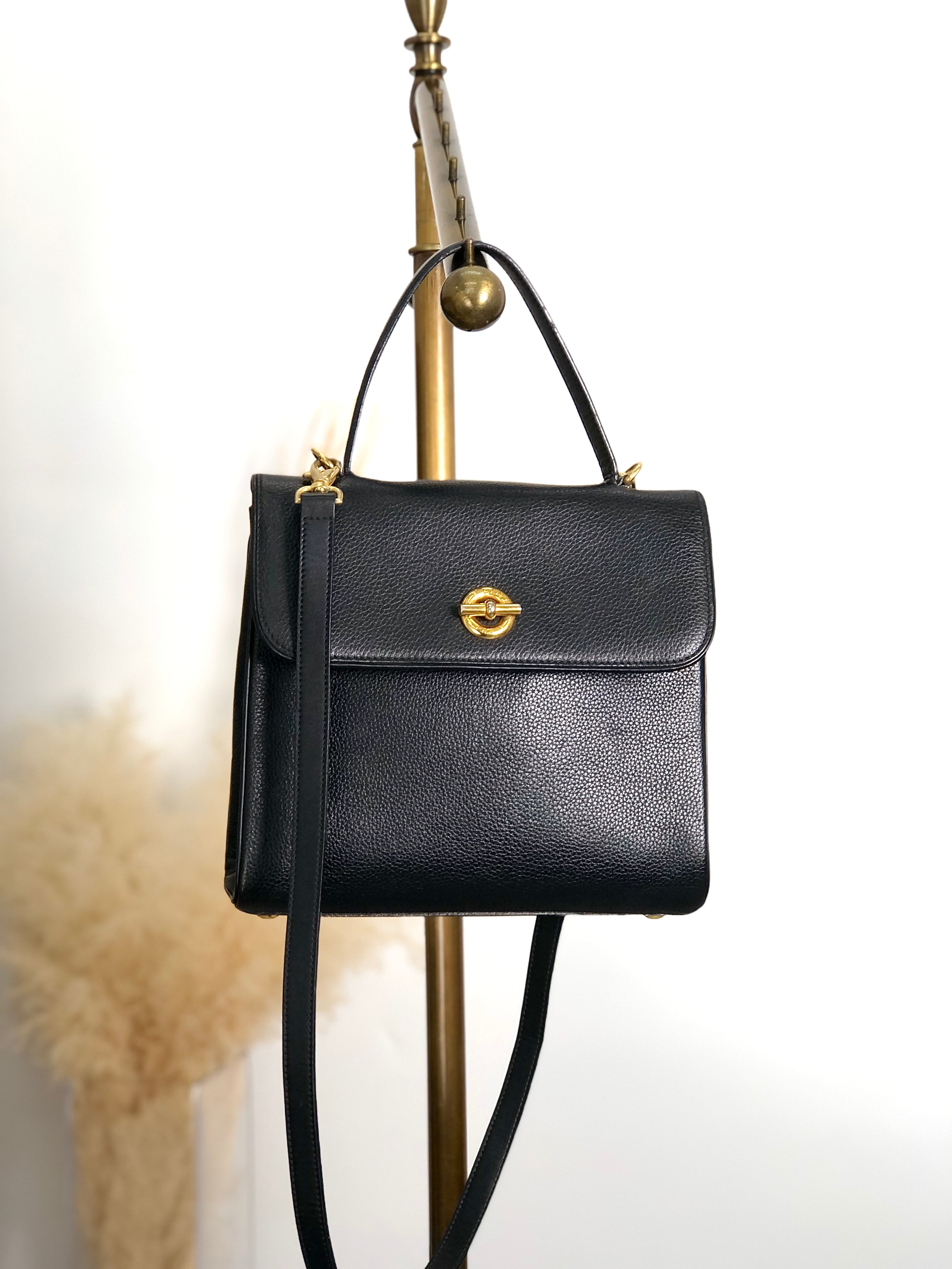 CELINE セリーヌ ショルダーバッグ ブラック マンテル レザー 2WAY