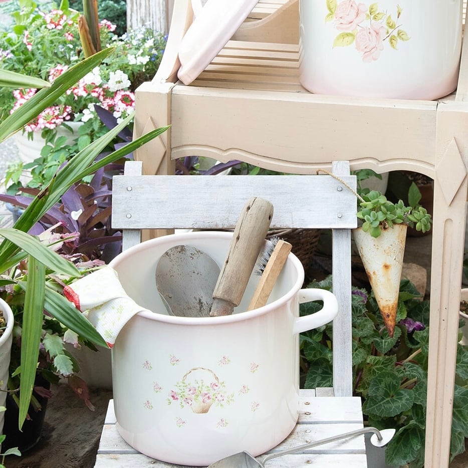 イマン ホーローライス缶 鍋 ローズバスケット柄【imane】 | pear cat