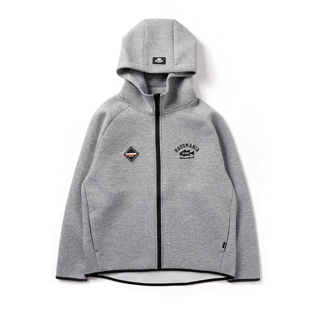 アーチロゴ刺繍ダンボールニットZIPパーカー［GRY］ | bassmania.jp