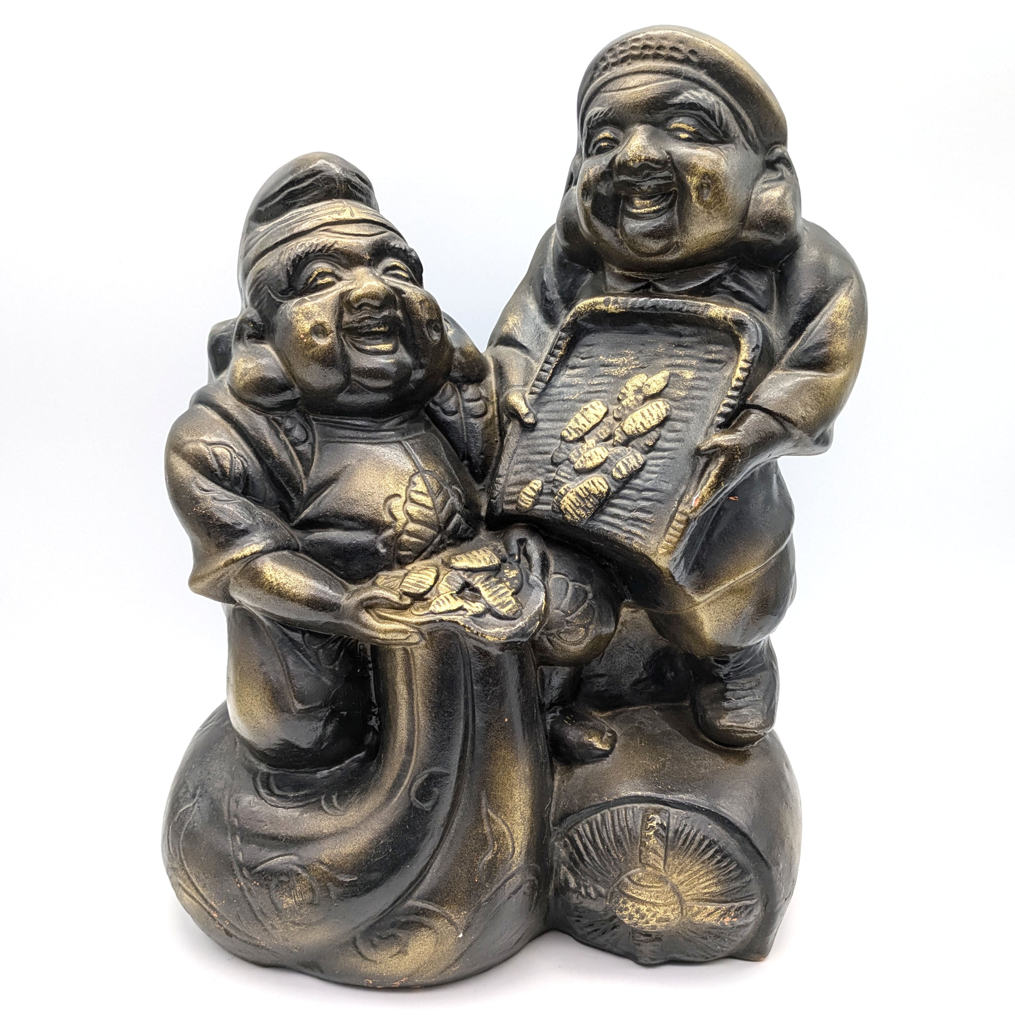 福寿園・七福神・恵比寿・大黒天・陶器置物・焼物・縁起物・招福