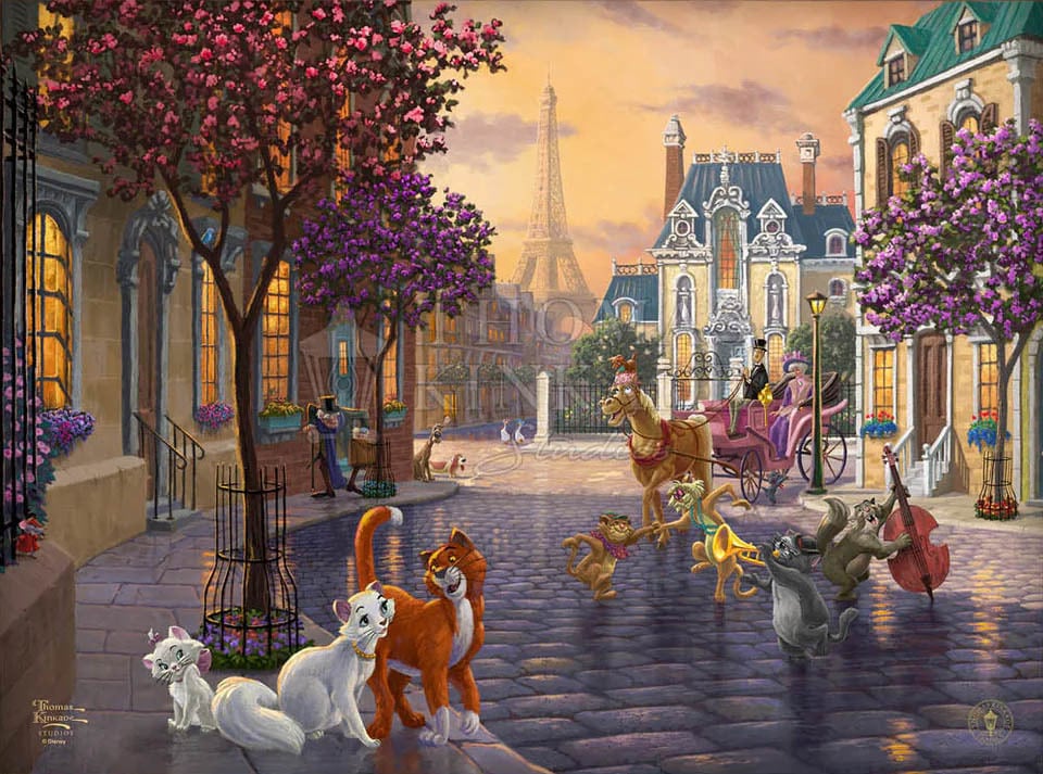 ディズニー絵画「おしゃれキャット」作品証明書 展示用フック付