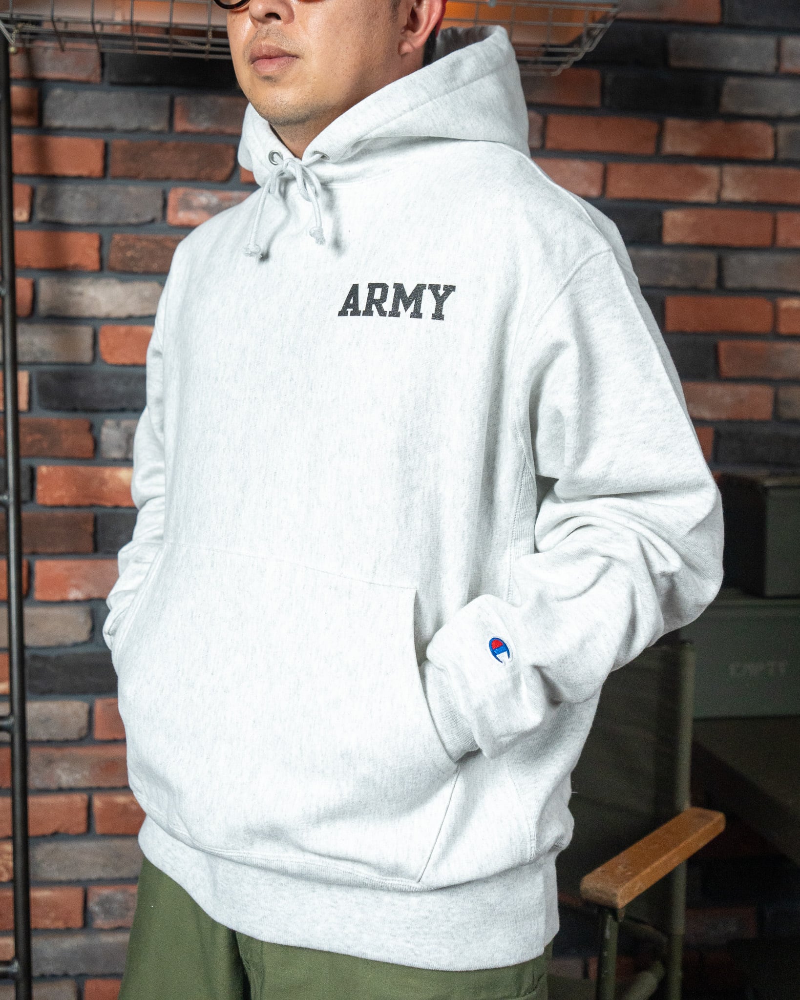 Champion】U.S.Army Reverse Weave Sweat Hoodie 新品 USA限定企画