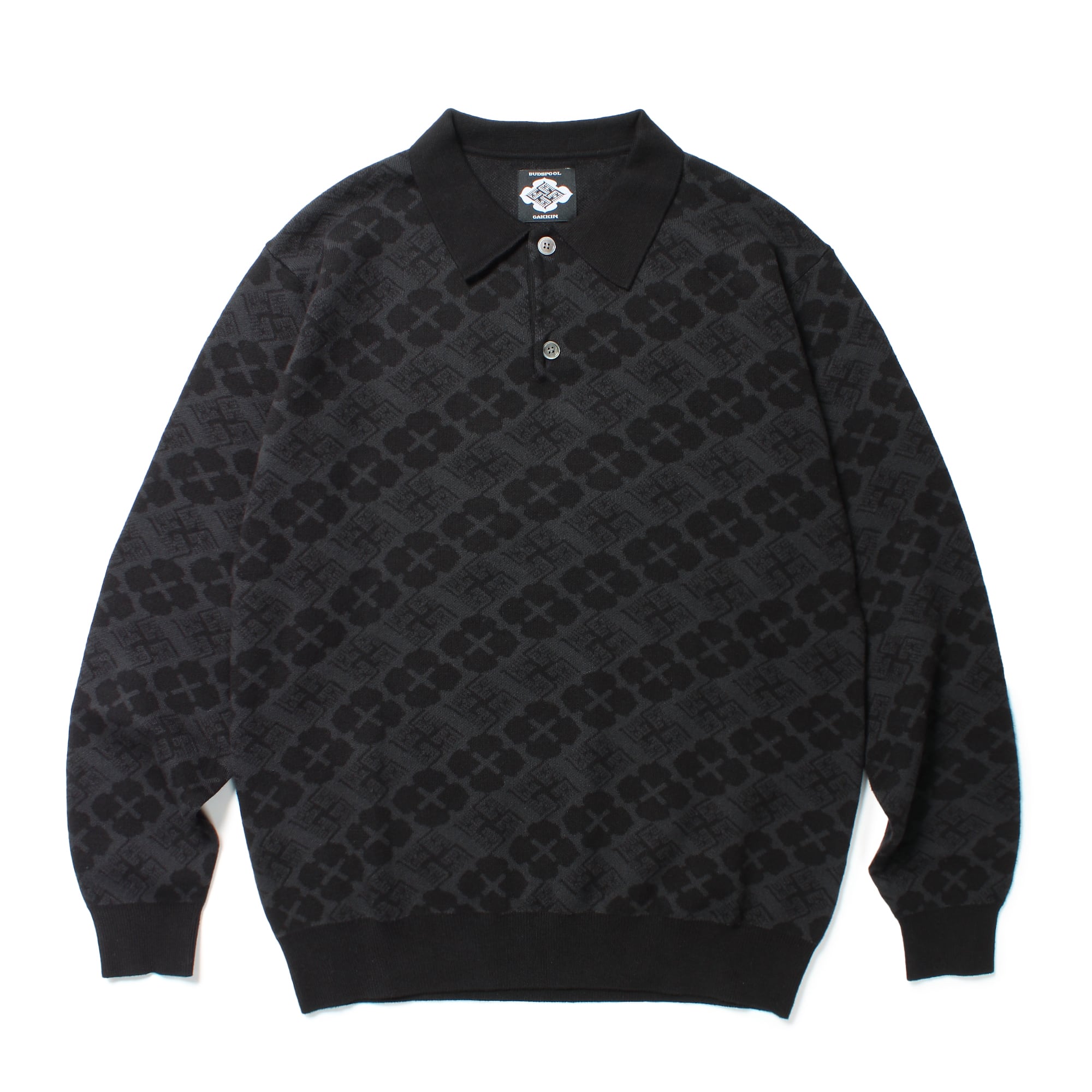 GAKKIN × BUDSPOOL 花罰家紋 COTTON JACQUARD KNIT POLO SHIRT