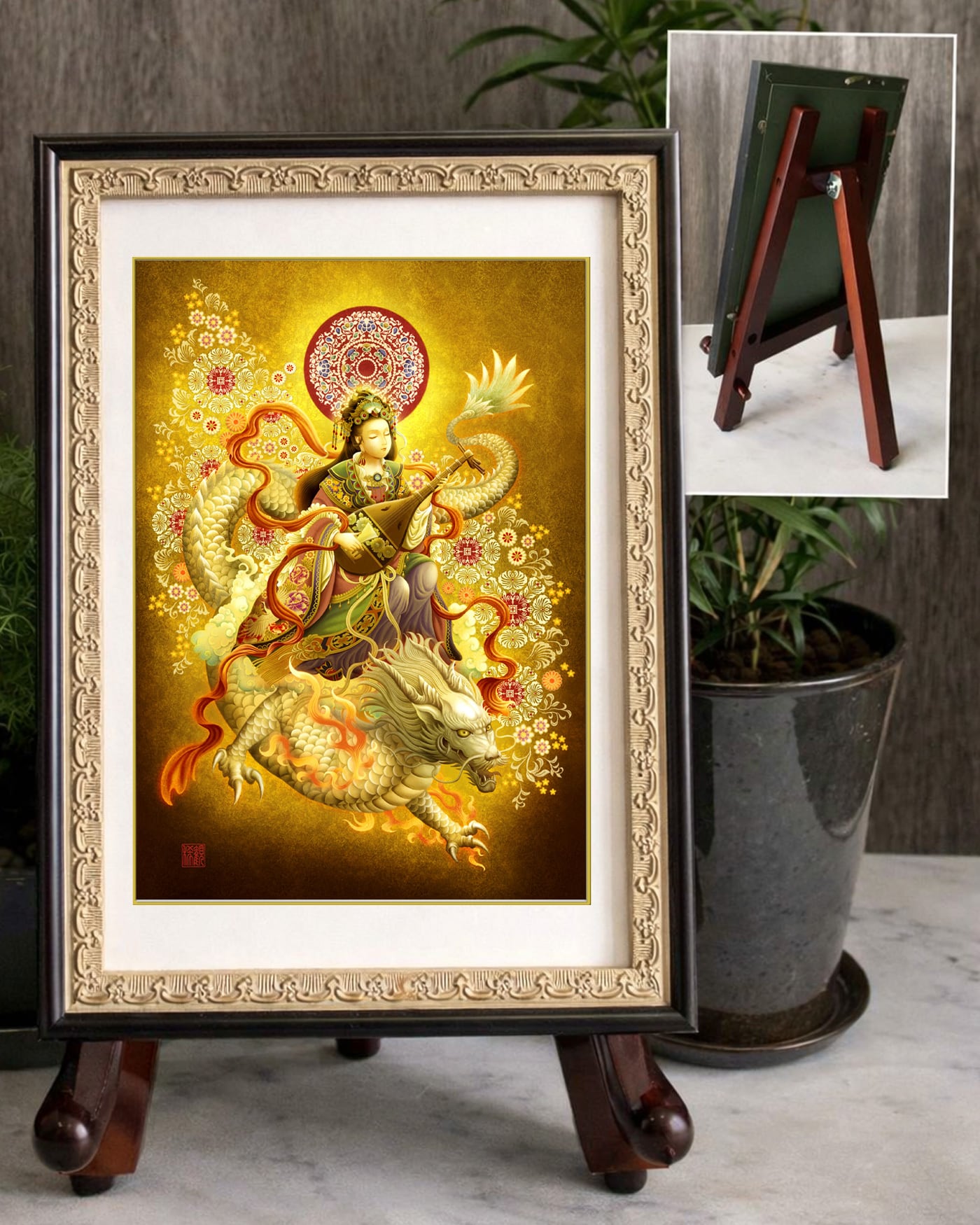 白蛇弁財天】SSサイズ｜財運・縁結びの女神｜七福神｜ジクレー版画・神