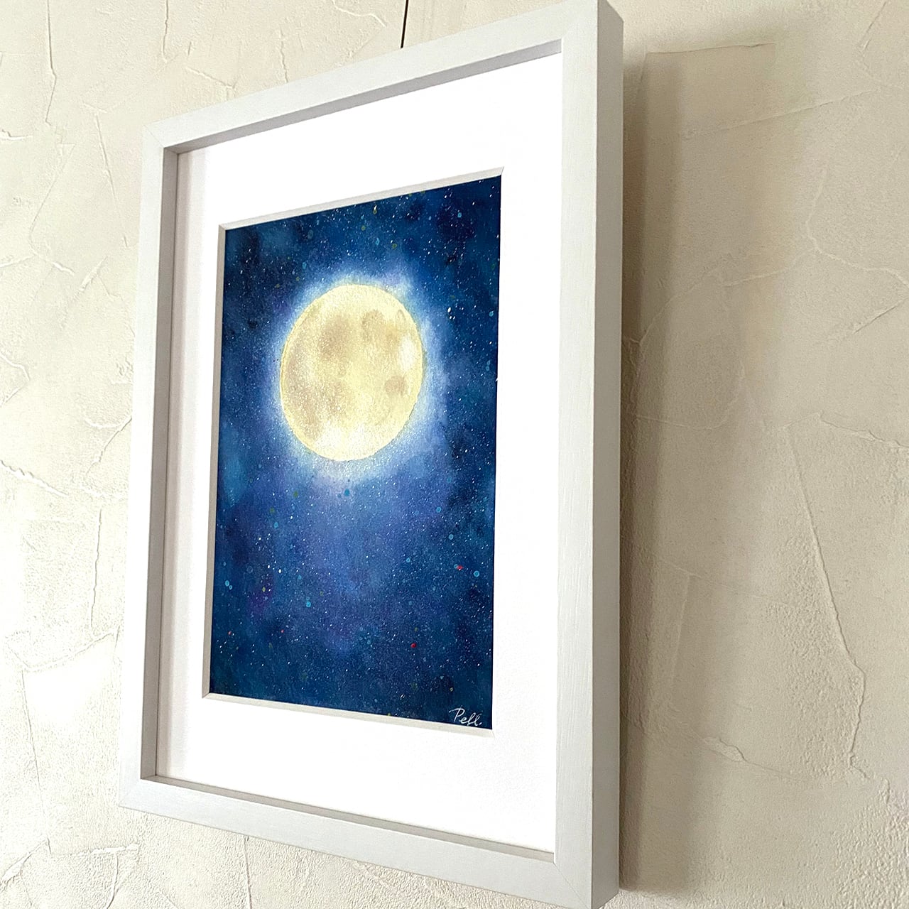 原画 FULL MOON 水彩画 月の絵 | 幸せの水彩画 ヒーリングアート