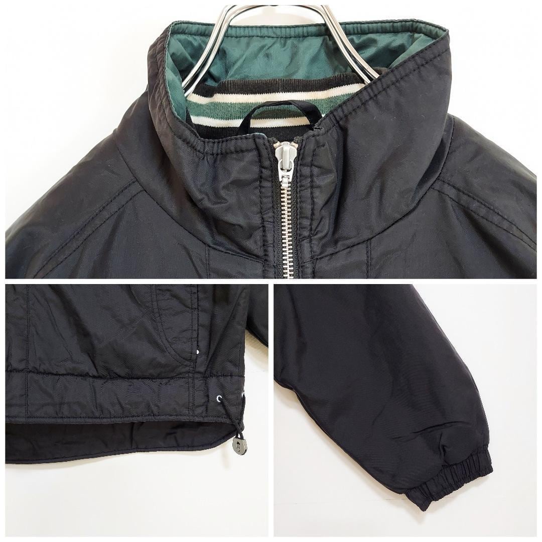 NIKE ナイキ ナイロンジャケット 中綿 スウッシュ 刺繍 90s M 黒 白