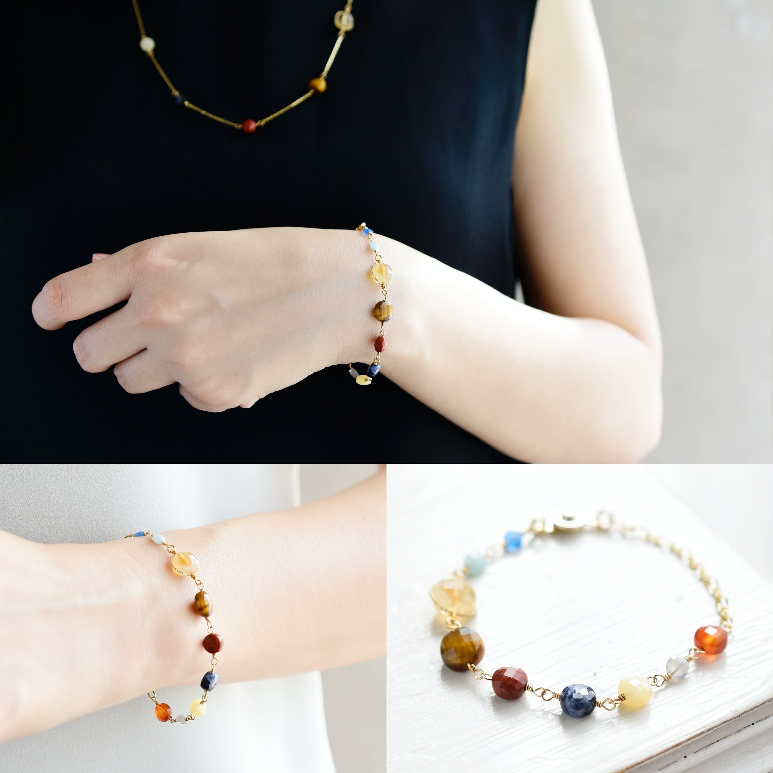 14kgf ブレスレット】天然石の宇宙の惑星／太陽系の9つの天体