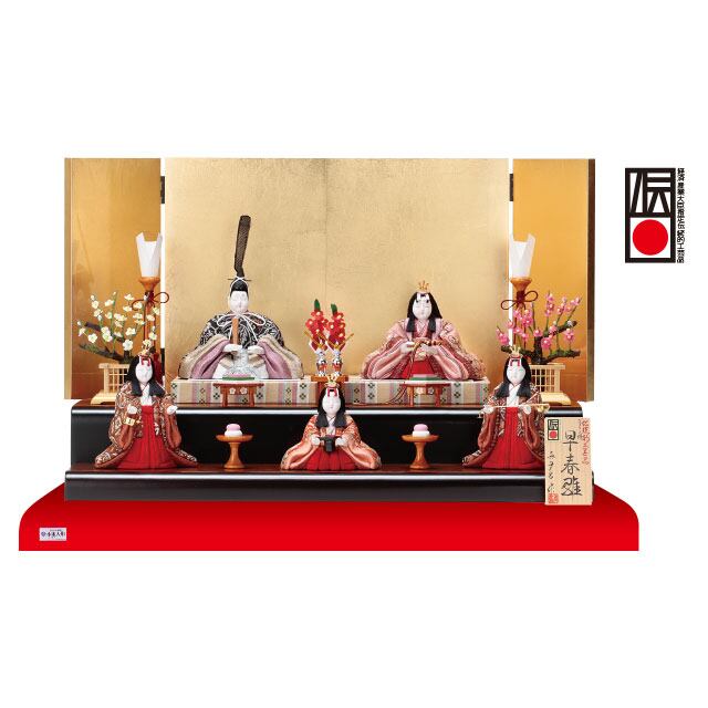 2913】木目込人形 真多呂作 早春雛五人飾り | 小木人形