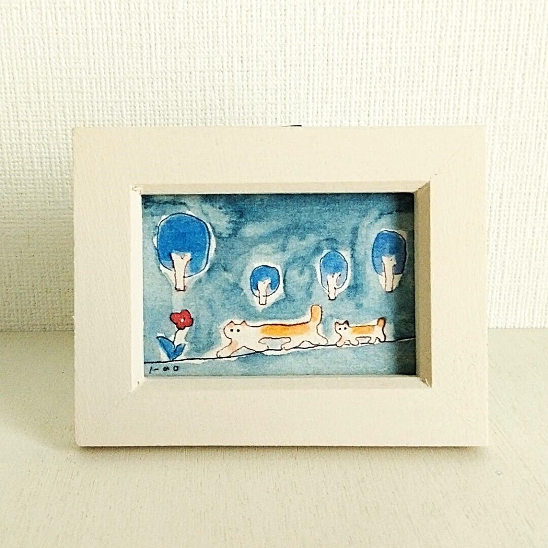 親子で散歩額縁入り絵画