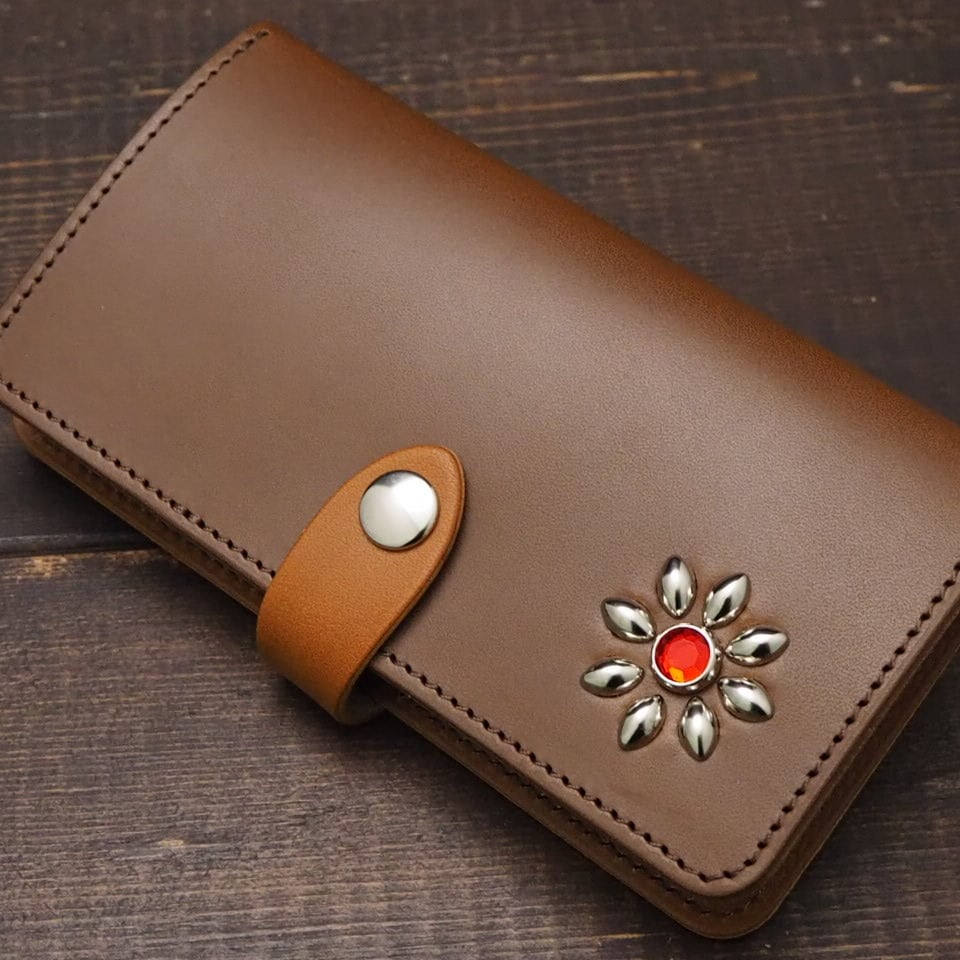 フラワースタッズ 手帳型スマホケース オーダーメイド 本革レザー